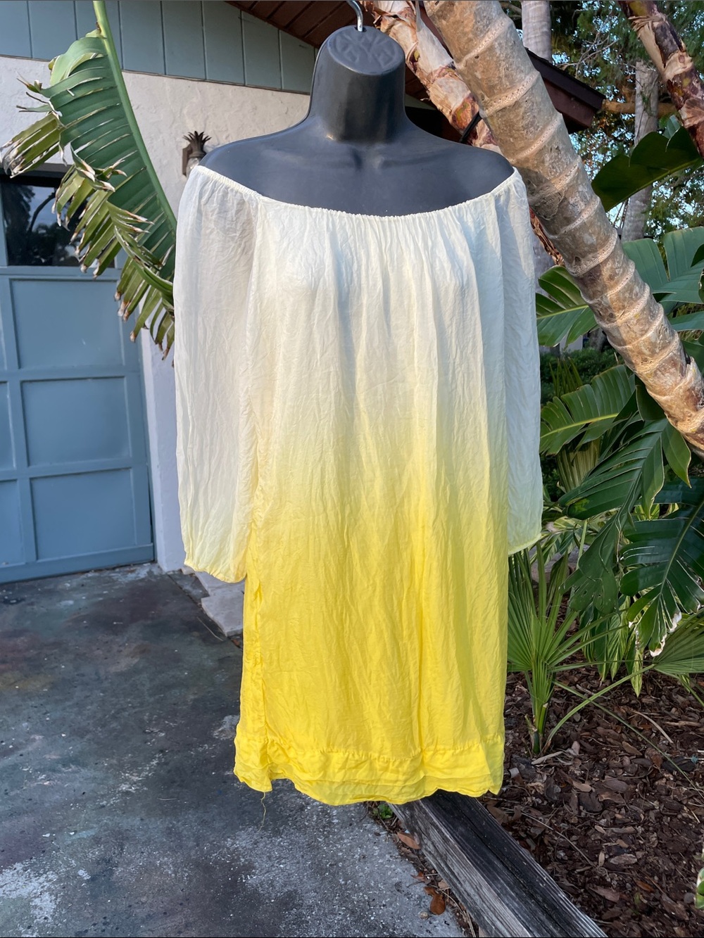 silk ombre off the shoulder dress